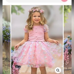 💐🌷🌻Adorable Pink Kids Formal Dress with Heart Details🌻💐🌷